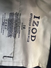 IZOD Uniform Shorts Boys 16 Blue Approved Schoolwear Twill 9″ Inseam Flat Front