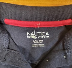 Nautica Shirt Boys Size 6 Navy Blue Long Sleeve Polo School Uniform Regular Top