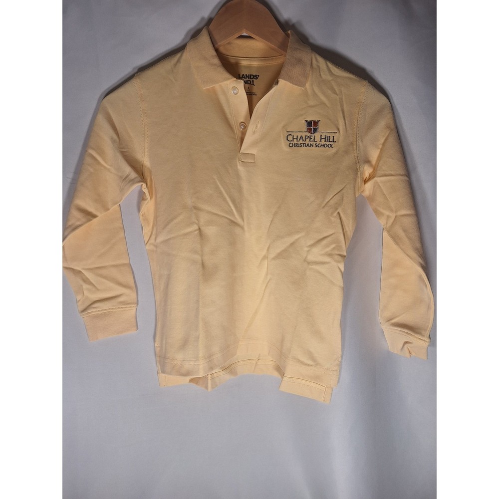 Lands End Chapel Hill Christian School Youth Long Sleeve Polo Shirt Size S 6-7