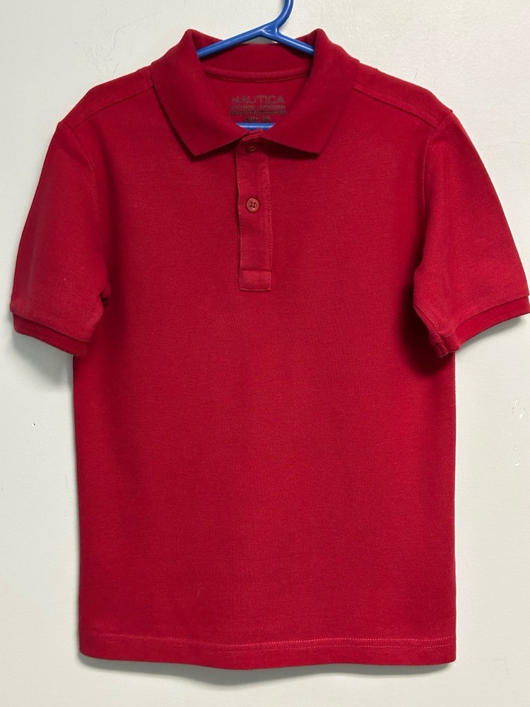 Boys Nautica School Uniform Shirt Sleeve Red Polo Shirt Size Small 8