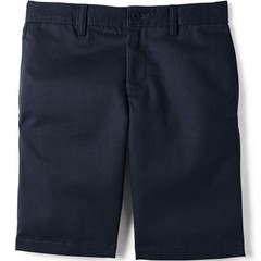 LANDS END Navy School Uniform Plain Front Cotton Chino Shorts Boys 7 Slim NEW