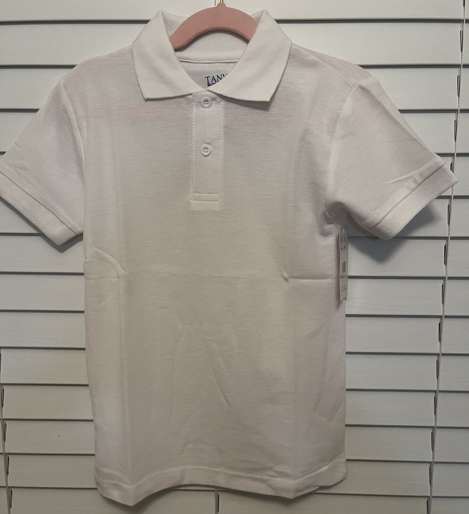 white polo children’s uniform shirts size 8