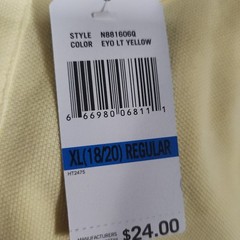 Nautica School Uniform Youth Polo Shirt Xl 18/20 Cotton Blend Light Yellow 138