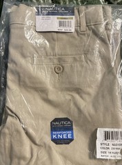 Boys Nautica School Uniform/Casual Khaki Flat Front Double Pad Knee Sz 14Husky