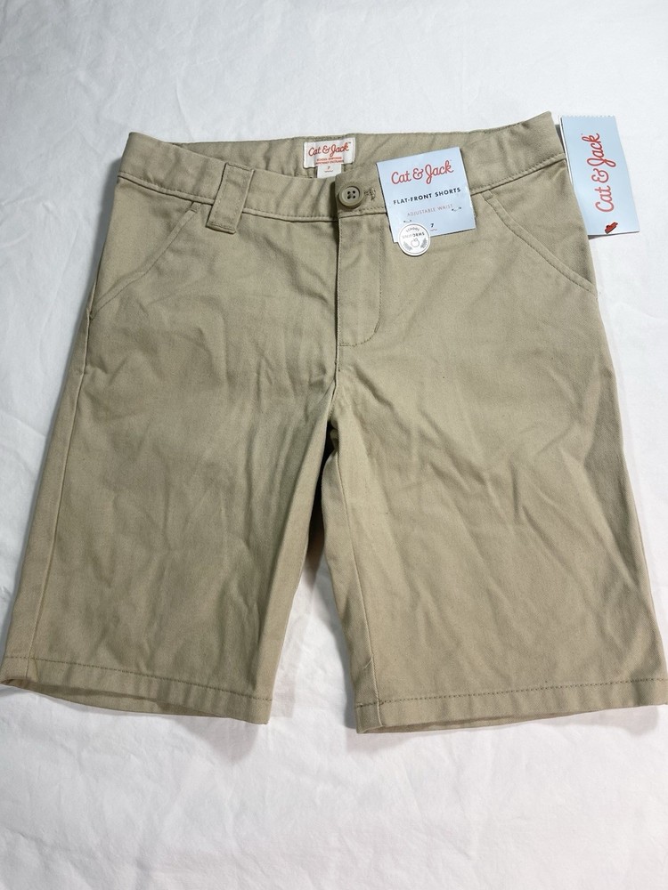 Cat & Jack Flat Front Beige School Uniform Shorts Sz. 7