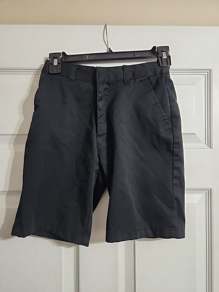 Chaps Boys Navy Blue Flat Front Uniform Shorts Size 7 adjustable waist