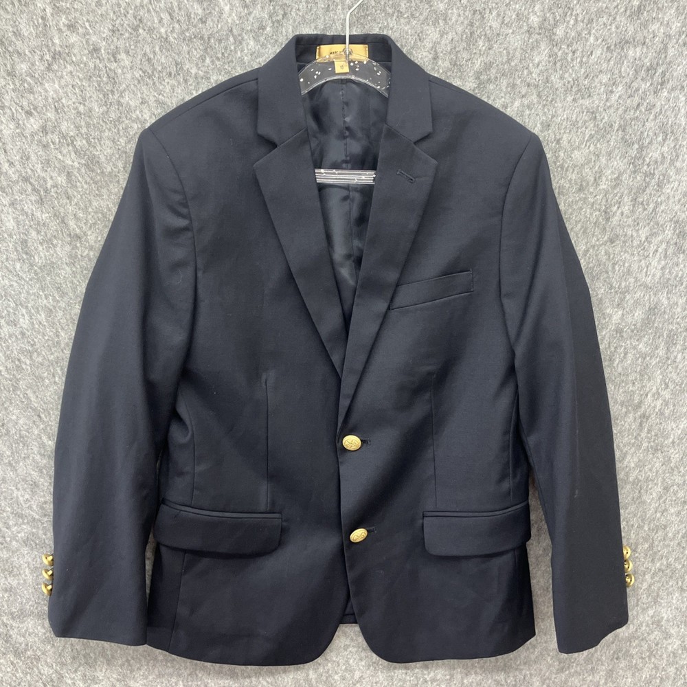 Dillards Class Club Boys Two Button Blazer Size 10 Navy Blue Classic