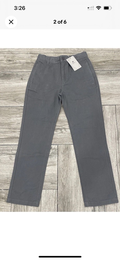 Bienzoe US Size 14 Boys Gray Chino Pants adjustable waist Brand New with Tags