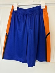 Youth Basketball Jersey Shorts Set Blue Orange #15 Kids Uniform YM YL