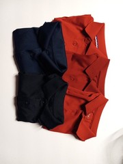 School Uniform Polo Shirts Red Navy Blue Lot of 5 Small Size 7-8 Boy/Girl