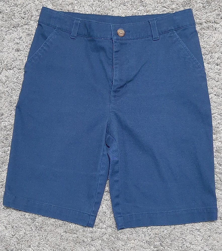 Wonder Nation Boys Uniform Shorts Blue Size 14 Cotton Blend Button Closure