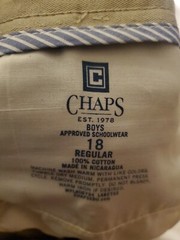 NWT CHAPS Approved Schoolwear 250 Khaki Uniform Pants Size 18 Regular 30″