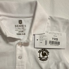 NWT Primrose School Dennis Uniform Unisex White Piqué Polo Shirt YXS