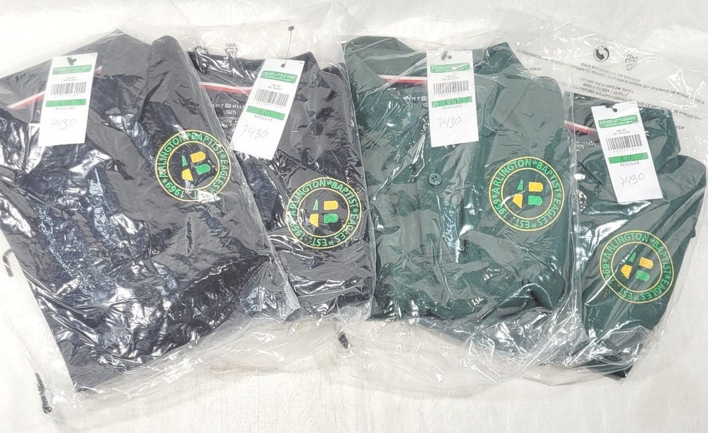 LOT: 4 Tommy Hilfigure Boy’s School Uniform Arlington Baptist Eagles Polos – L 7