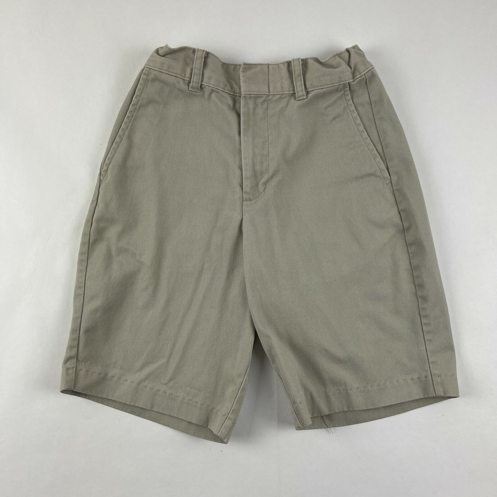 George Shorts School Uniform Boys Size 8 Khaki Elastic Adjustable Waist