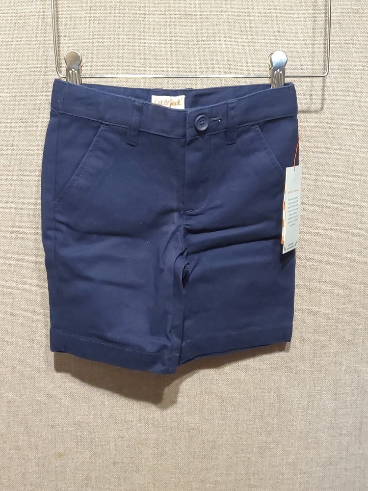 Cat Jack Boys School Uniform Navy Blue Chino Bermuda Shorts Flat Front Size 10