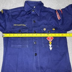 VINTAGE Cub Scouts BSA Shirt Blue Uniform w/ Patches Pins Hat Scarf Plus 50s