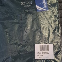 Nautica Boys Hunter Green Polo Shirt Uniform L (14/16) Knit Stretch Short Sleeve