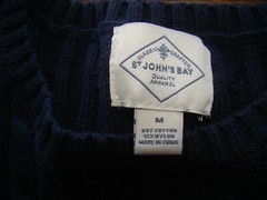St Johns Bay Boys Size M Navy Blue Long Sleeve Dressy Crew Cable Neck Sweater
