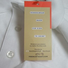French Toast Boys Size S Short Sleeve School Uniform Collared Polo Shirt White
