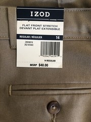 NWT Boy’s Izod Flat Front Stretch Pants Khaki Tan Size 14 Regular Uniform