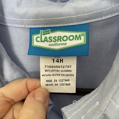 Classroom Uniforms Long Sleeve Button Down Shirt #57673 Size 14H Light Blue NWOT