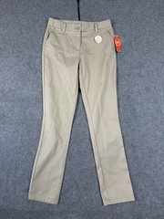 Wonder Nation School Uniform Chino Pants Boys 16 Beige Flat Front Pockets NWT
