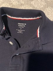 Boys Size 7/7X School Uniform Polo Shirts Short Sleeve, 4 Shirts, Navy & Red