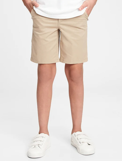 GAP Kids Boys Sz 14 Husky KHAKI BEIGE Uniform Flat Front Shorts Washwell