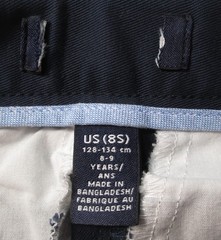 LANDS END Navy School Uniform Plain Front Chino Pants Boys 8 Slim NEW