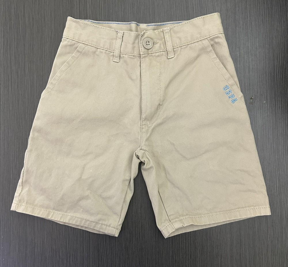 U.S.POLO ASSN Boys Sz 4 Khaki Shorts School Uniform Flat Front