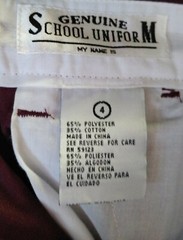 Genuine 20″ x 17″ School Uniform Burgundy Boys Pants 4 Reg