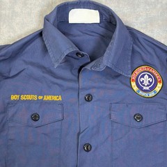 Boy Scouts Of America Shirt Youth Medium Blue Short Sleeve Uniform Patches BSA