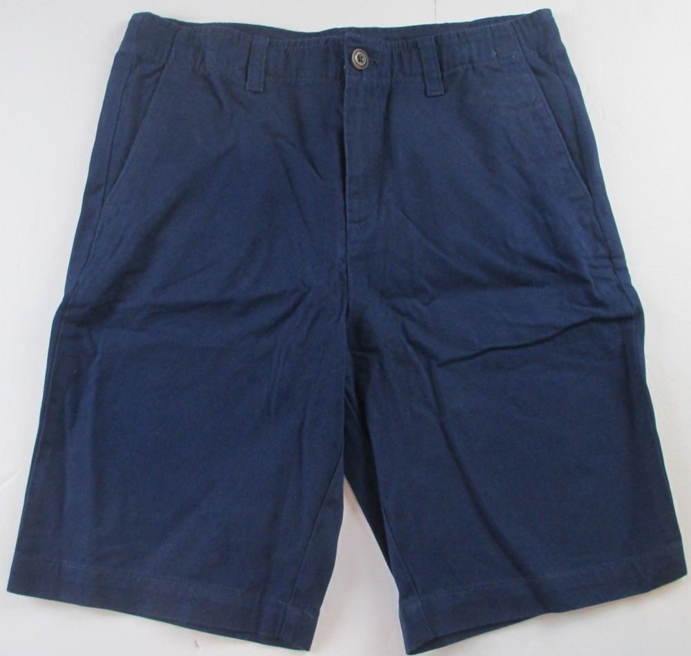 LANDS END Deep Sea School Uniform Flat Front Cotton Cadet Shorts Boys 16 NEW