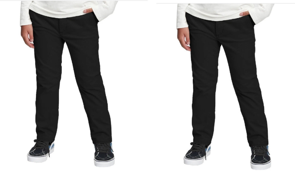 Boys’ Flat Front Stretch Uniform Skinny Fit Pants Cat & Jack Black sz5 Two Pair
