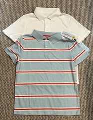 Lot Of 2 Collared Uniform Boy Shirts Sz 10/12 L White & Blue Striped Cat & Jack