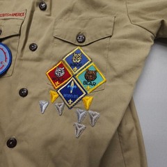 Boy Scouts Of America Boys Youth Medium Uniform Shirt USA Made Patches Pins
