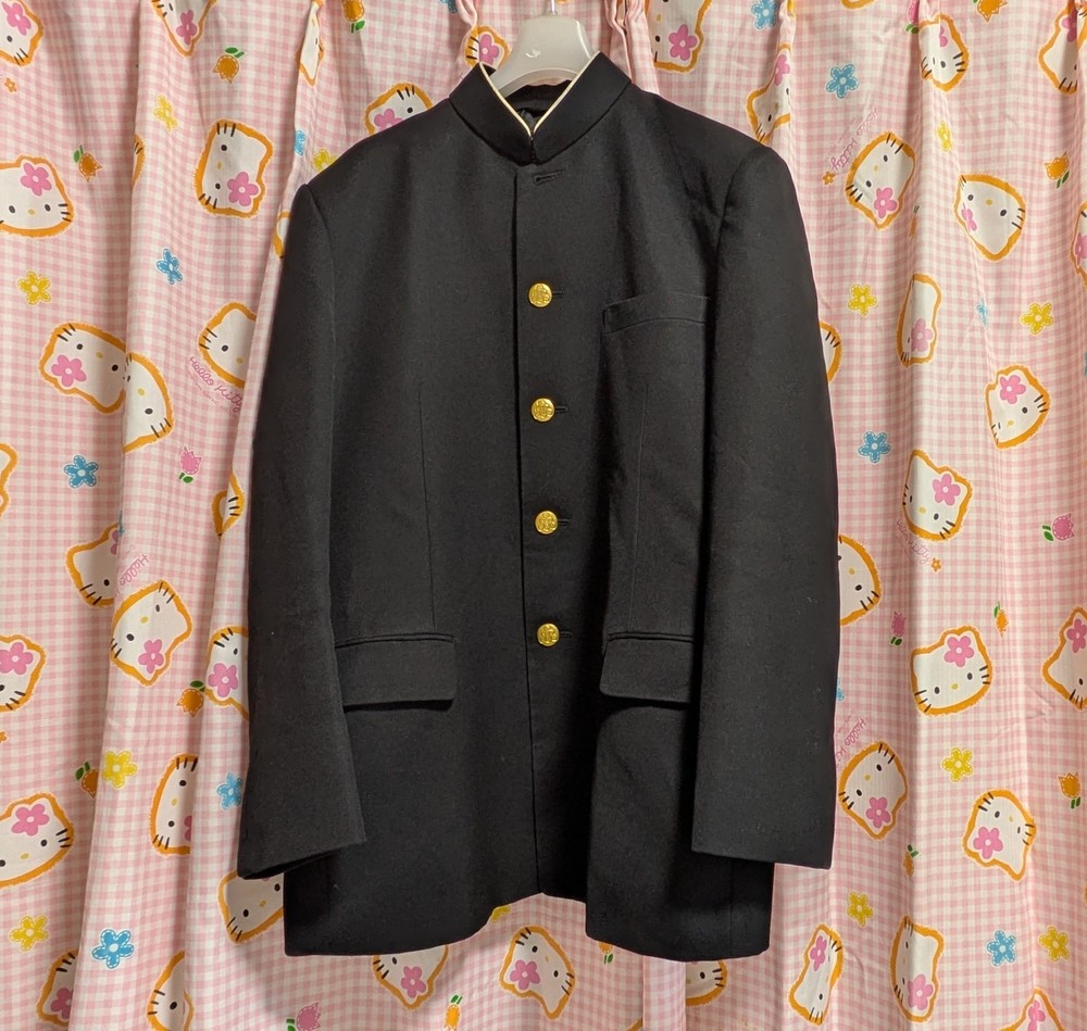 ^_^ Japanese SchoolBoy Uniform . Excellent . Black L~ XL. School Logo Button. 1