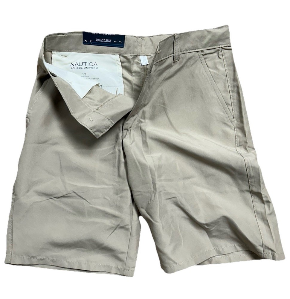 NEW Nautica Boys Khaki School Uniform Shorts Size 12 Regular