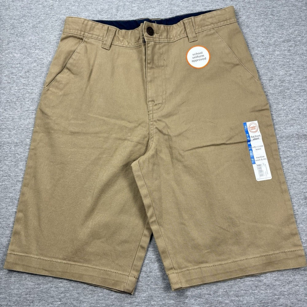 Wonder Nation Boys Uniform Shorts Khakis Size 18 Flat Front Adjustable Waist