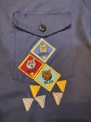 Vintage Boy Scouts Of America Uniform Shirt Blue Size Youth XL Patches And Pins