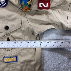 Vintage Boy Scouts Of America Shirt Youth Large Tan Uniform Patches USA 2000s