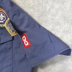 Boy Scouts Of America Shirt Youth Medium Blue Short Sleeve Uniform Patches BSA
