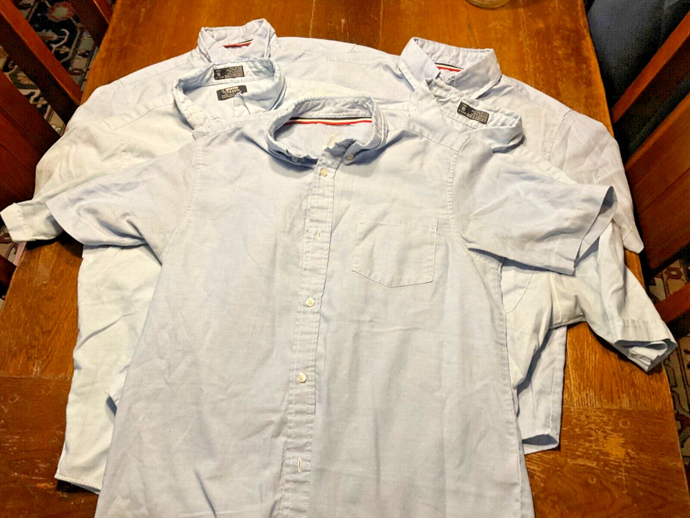 Lot of 7 Blue Oxford Uniform Short Sleeve Shirts Sz 14-18
