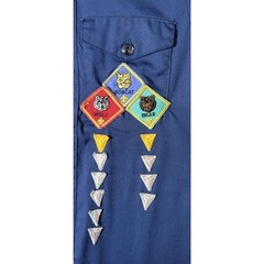 Vintage Cub Scout Youth Uniform Shirt Blue Long Sleeve No Collar w/Insignia