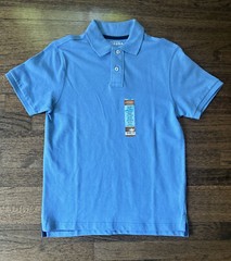 NEW Arizona Boys Medium Size 10/12 Polo Style Shirt Short Sleeve Light Blue