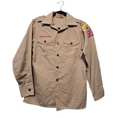 Boy Scouts America BSA Tan Uniform Shirt Youth LG Patches Northeast Illinois USA