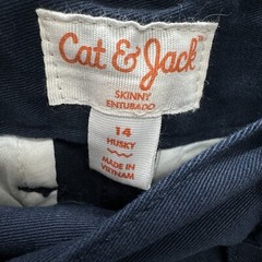 Cat & Jack Pants 14 Husky Boys Flat Front Adjustable Waist Navy School Chinos