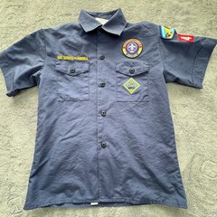 Boy Scouts Of America Shirt Youth M Blue Uniform Cotton Polyester Patches