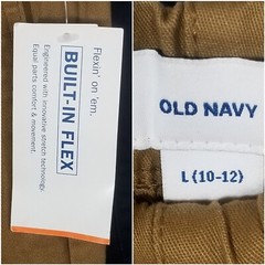 Old Navy Boys Built-In Flex Straight Uniform Shorts Blue/Beige 10-12 (4 Pair)